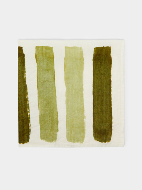 Stamperia Bertozzi - Striped Hand-Painted Linen Napkins (Set of 4) -  - ABASK - 