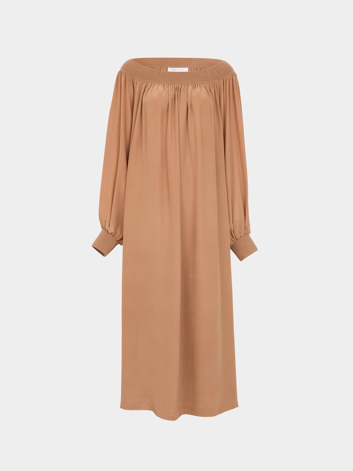 Ryan Roche - Silk and Cashmere Long Dress - Camel - ABASK - 