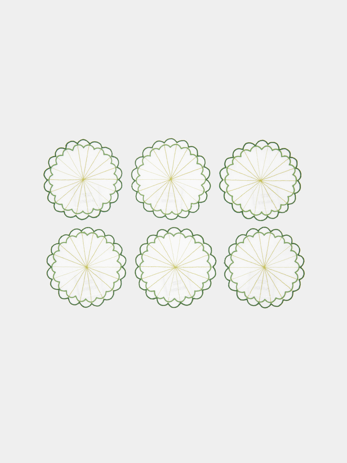 Los Encajeros - Escamas Embroidered Linen Coasters (Set of 6) -  - ABASK