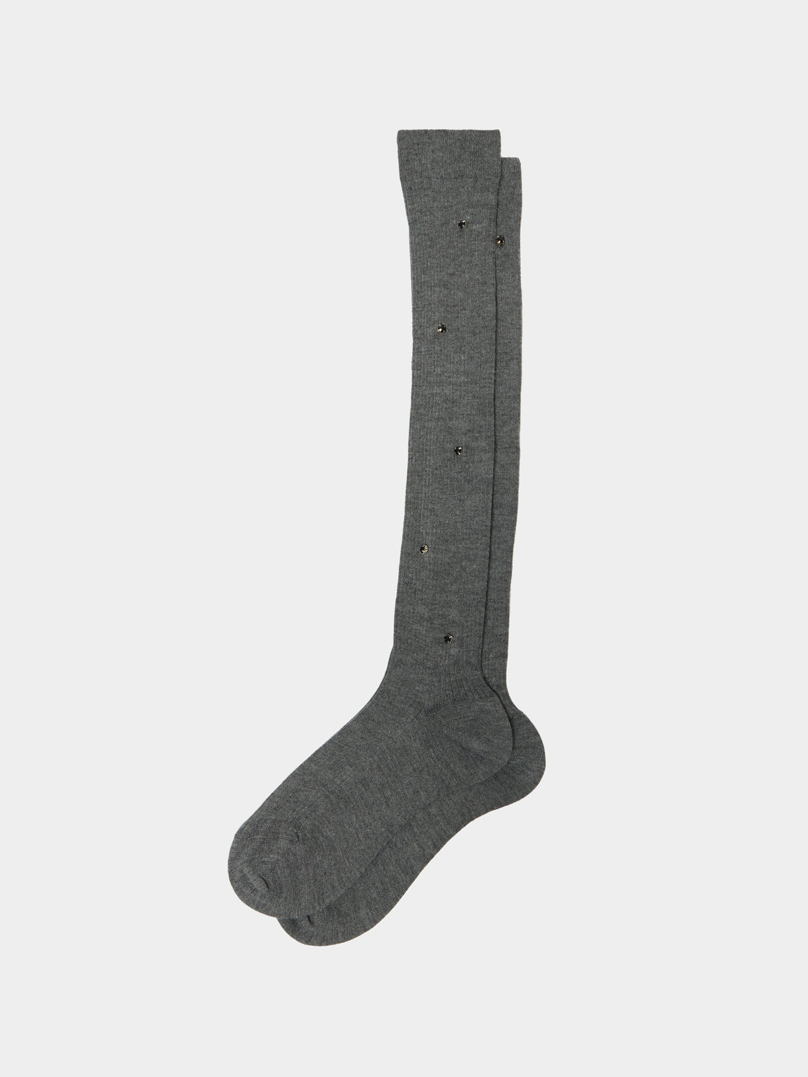 Maria La Rosa - Women's Rhinestone-Embellished Cashmere Knee-High Socks | One Size - Dark Gray - ABASK - 
