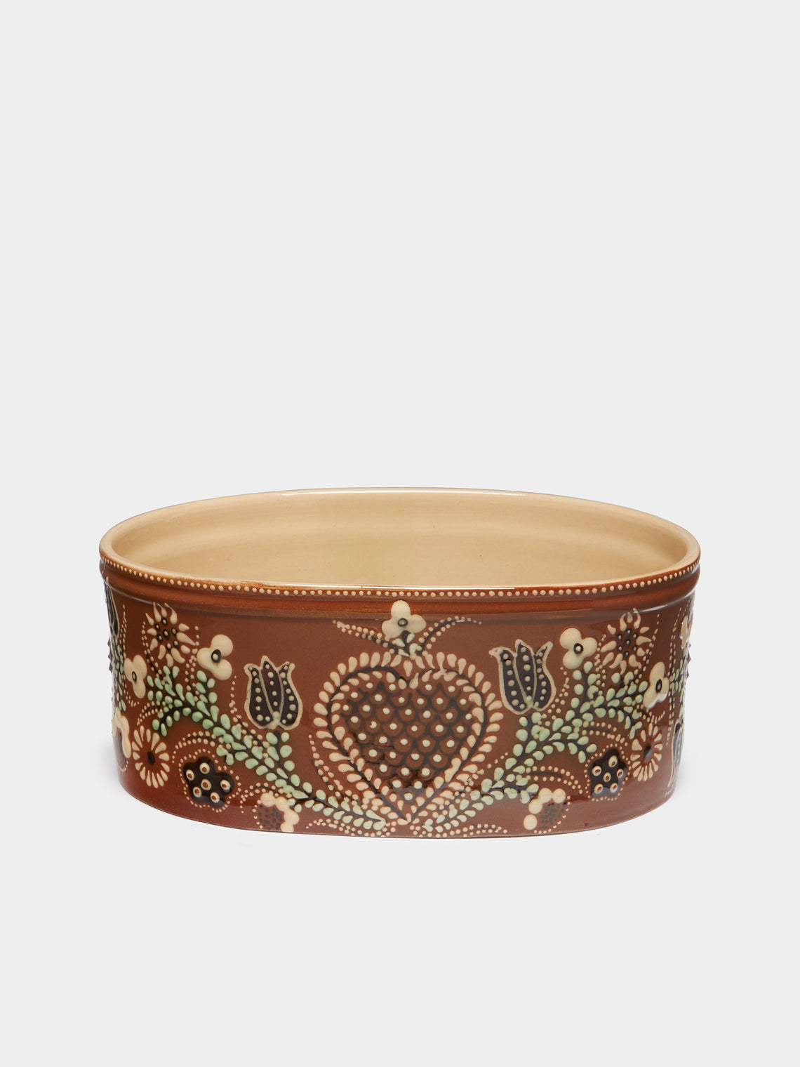Poterie d’Évires - Flowers Hand-Painted Ceramic Oval Serving Dish -  - ABASK - 