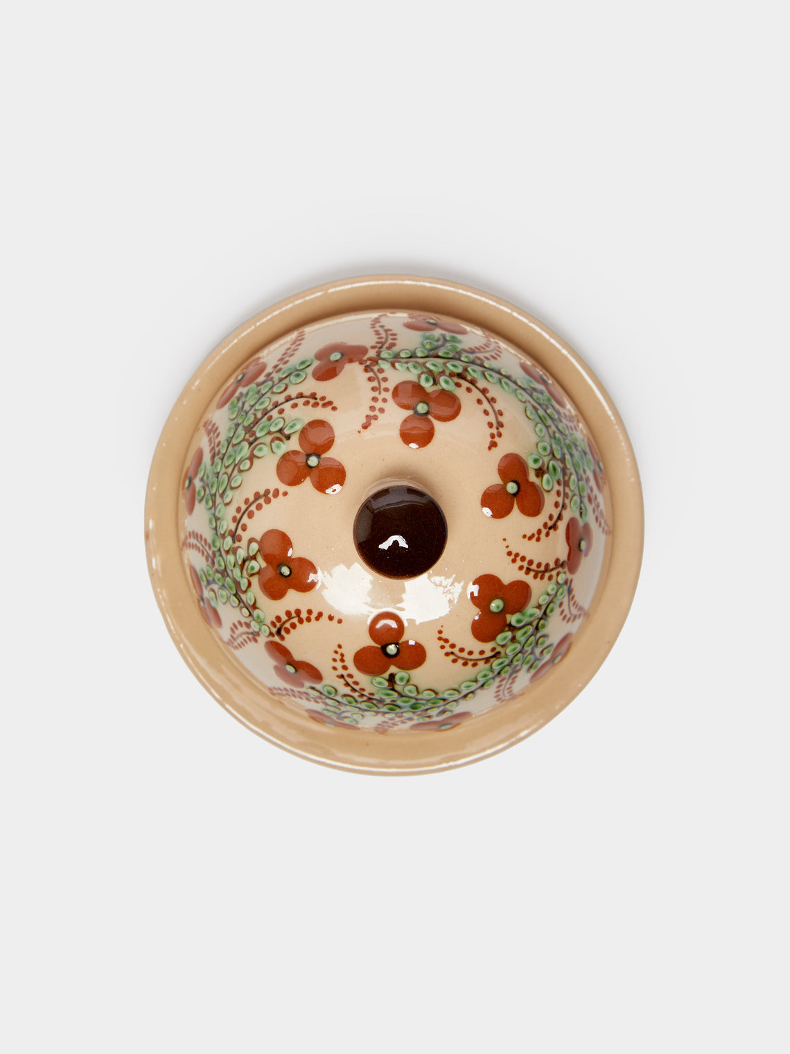 Poterie d’Évires - Flowers Hand-Painted Ceramic Small Butter Dish -  - ABASK