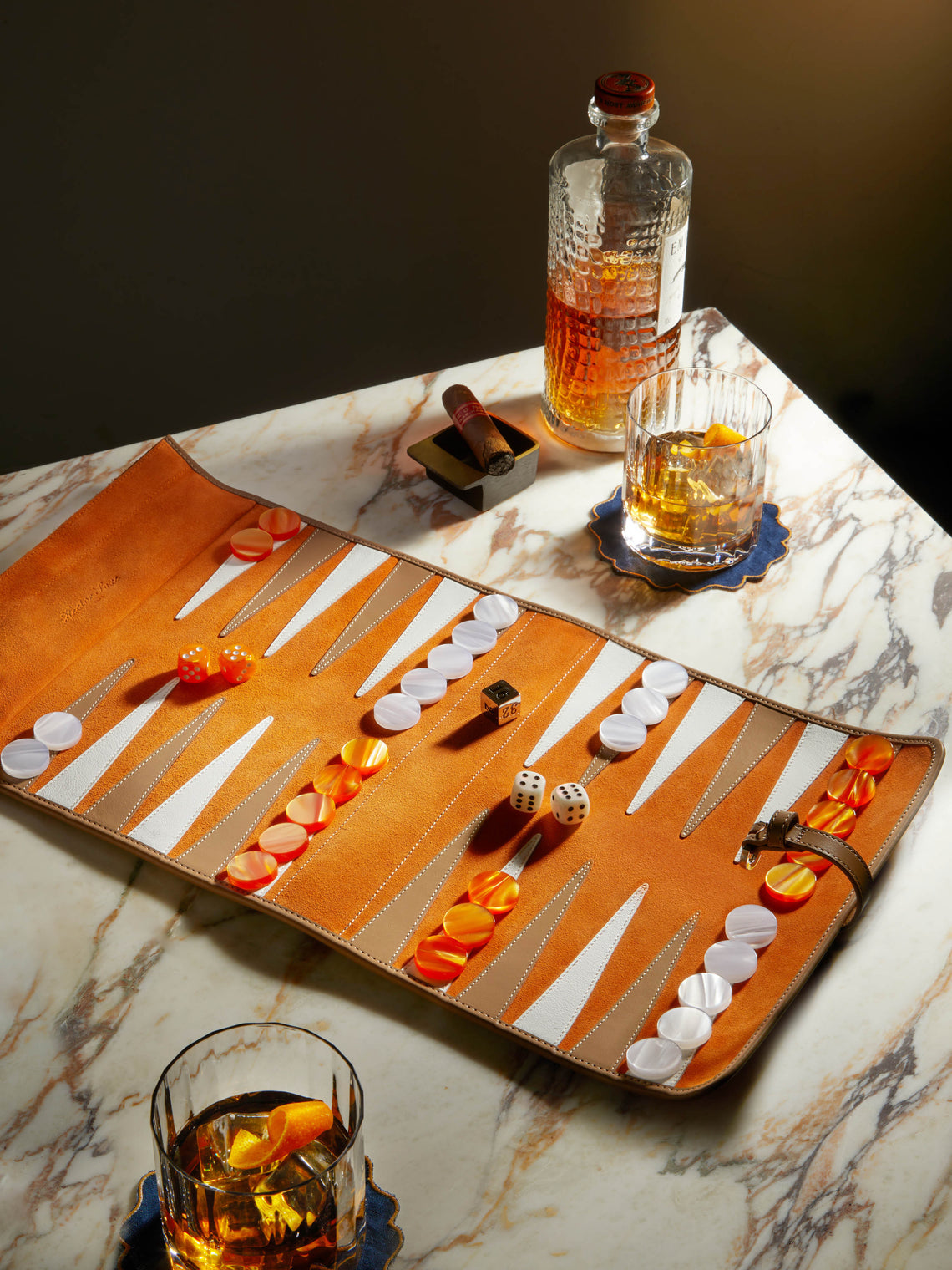 Hector Saxe - Leather Travel Backgammon Set -  - ABASK