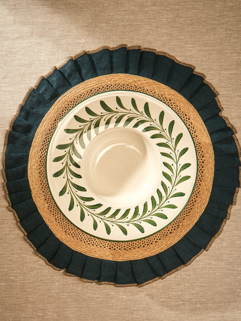 CasaLatina - Arandela Handwoven Iraca Palm and Linen Placemats (Set of 4) - Tan - ABASK