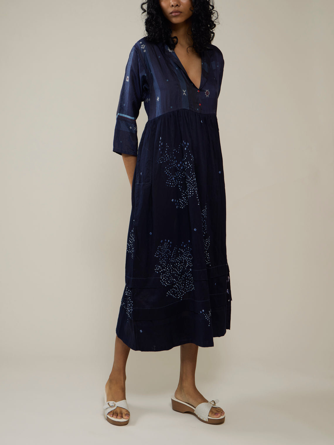 Injiri - Amber 21 Hand-Loomed Cotton and Silk Dress | Size: S - Blue - ABASK