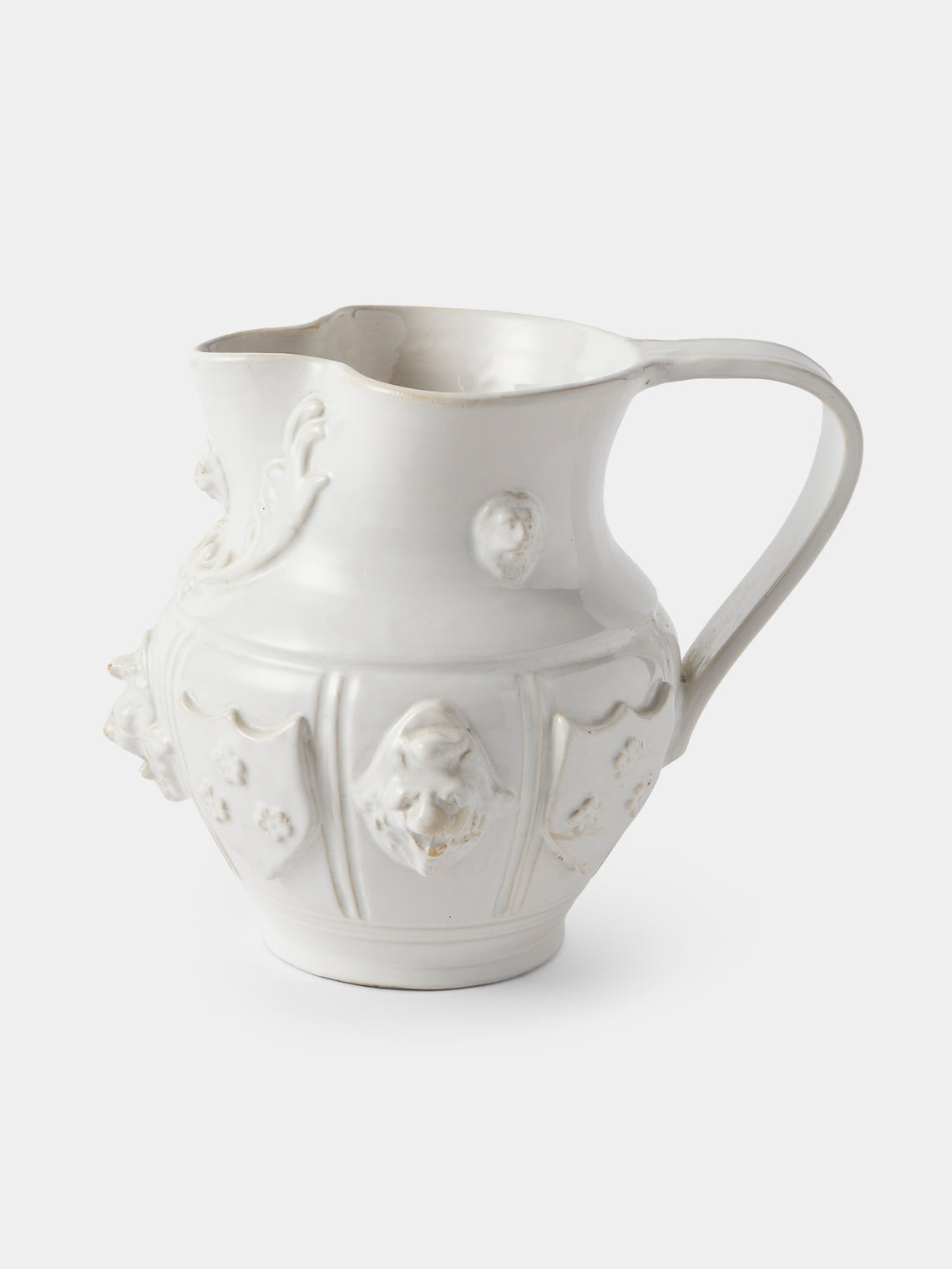 Antique and Vintage - 1940s Émile Tessier Ceramic Faces Vase (10in/25.5cm) - White - ABASK