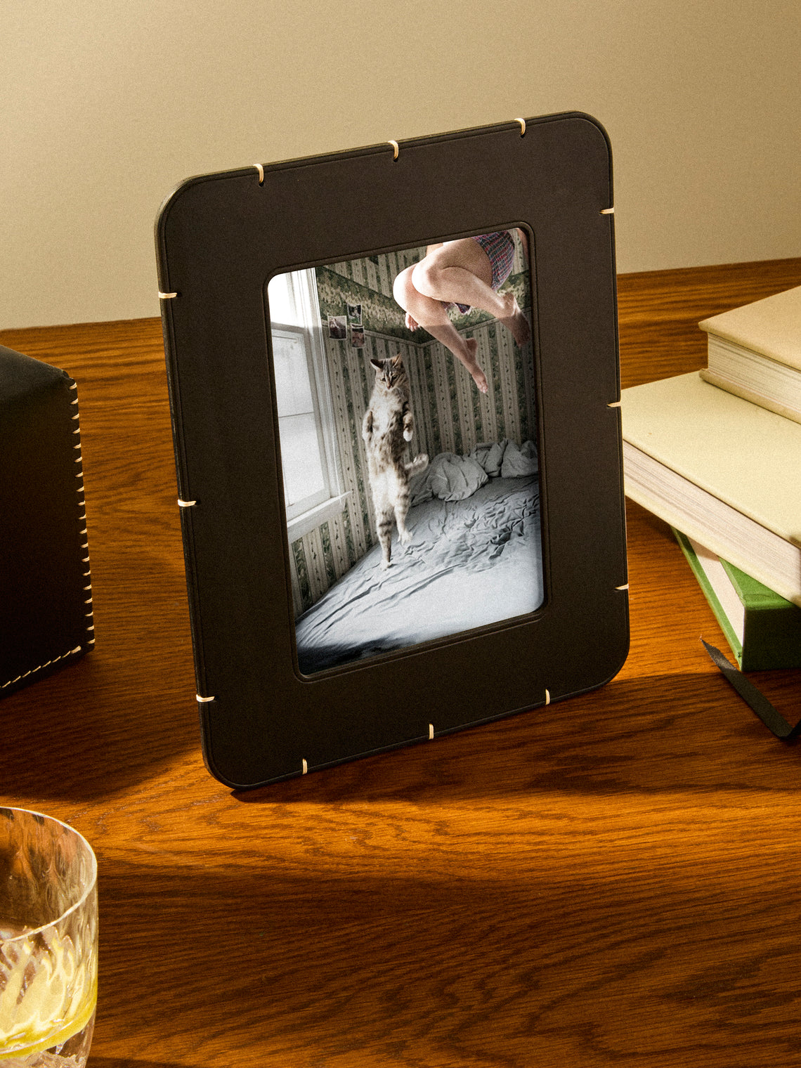 Otzi Studio - Billet Leather and Walnut Photo Frame (5x7") - Black - ABASK