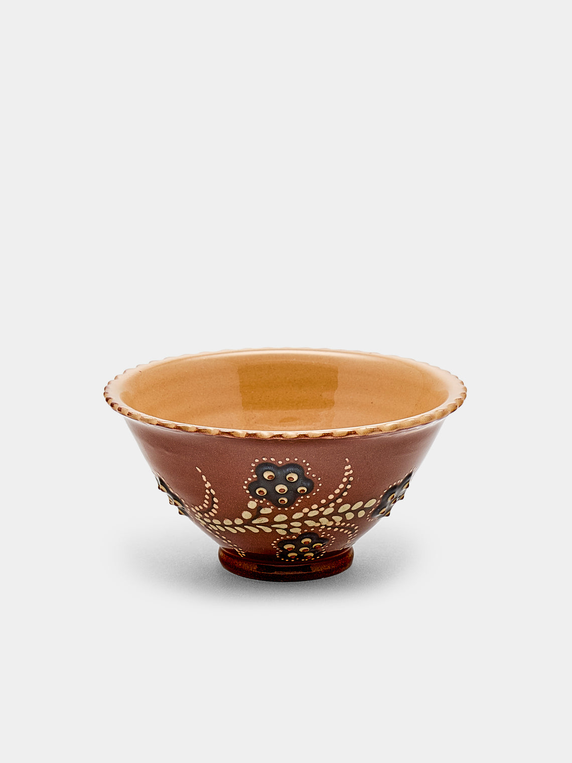 Poterie d’Évires - Flowers Hand-Painted Ceramic Small Fluted Bowls (Set of 8) - Light brown - ABASK