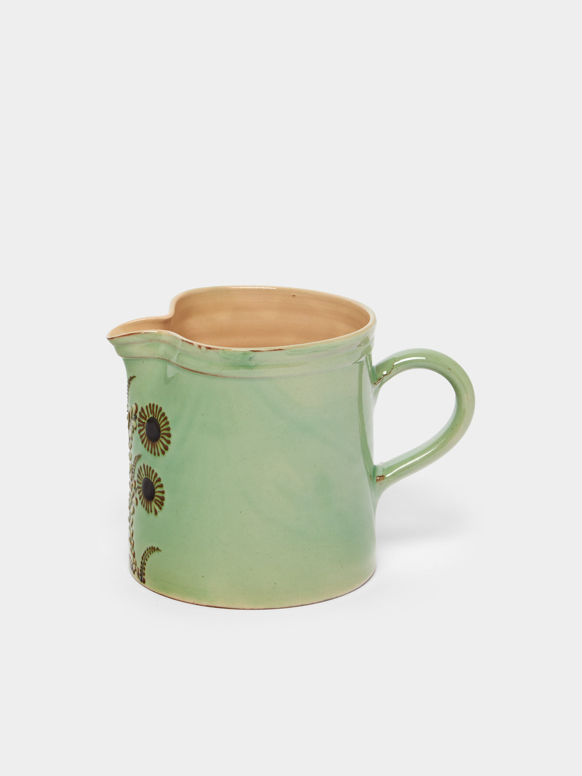 Poterie d’Évires - Flowers Hand-Painted Ceramic Straight-Edge Jug -  - ABASK
