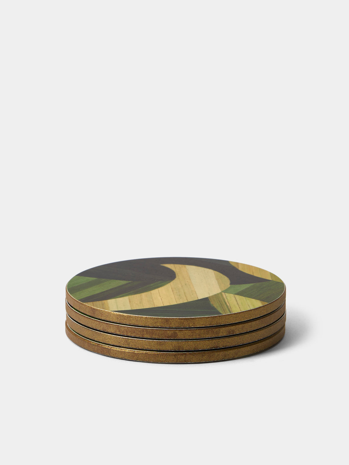 HestiaLiving - Tropique Wood Coasters (Set of 4) - Green - ABASK