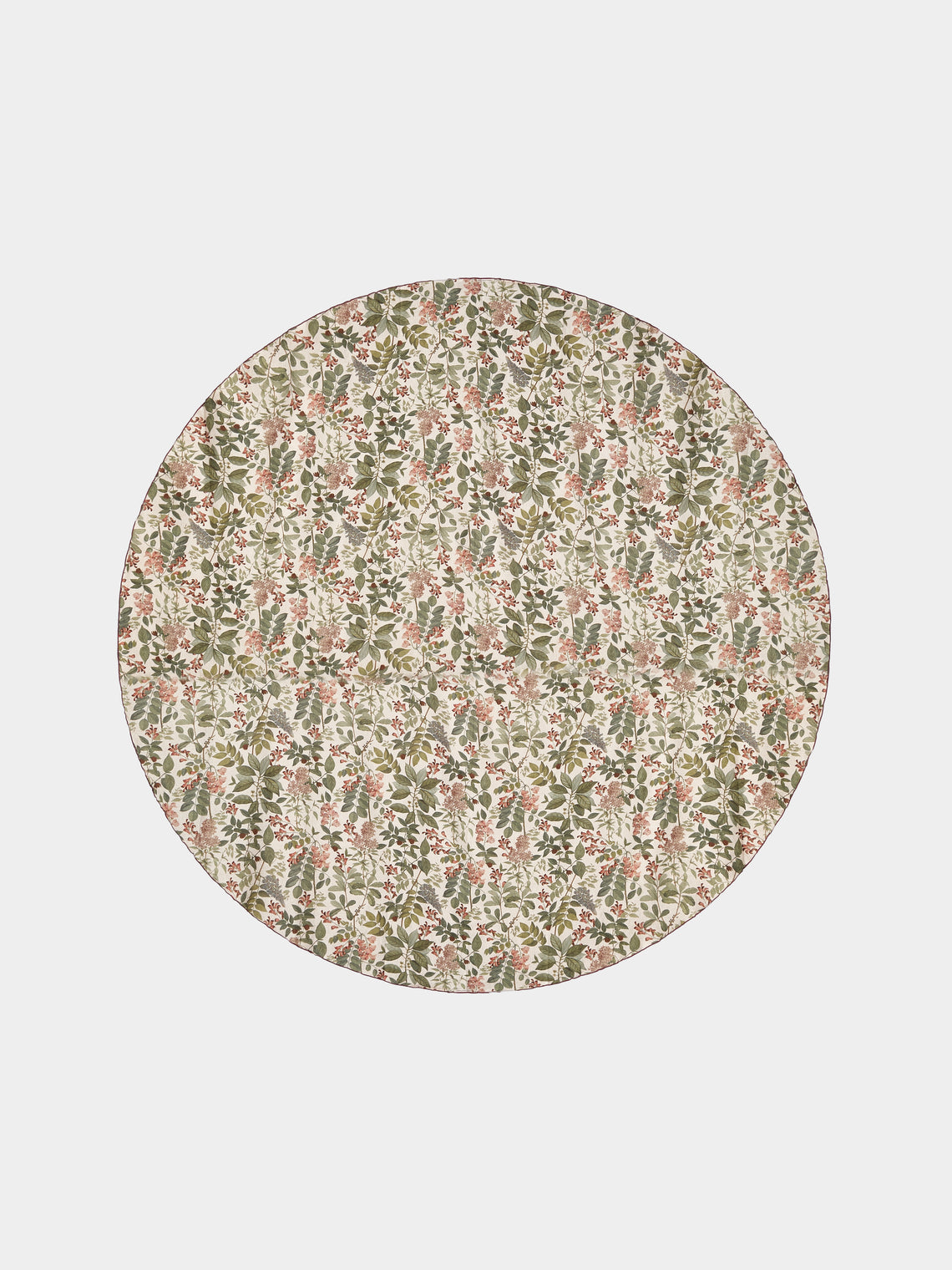 Borgo delle Tovaglie - Filo Sottobosco Embroidered Linen Round Tablecloth (86.5in/2.2m) - Green - ABASK - 