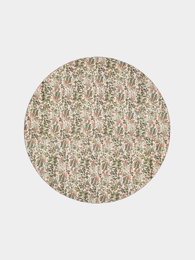Borgo delle Tovaglie - Filo Sottobosco Embroidered Linen Round Tablecloth (86.5in/2.2m) - Green - ABASK - 