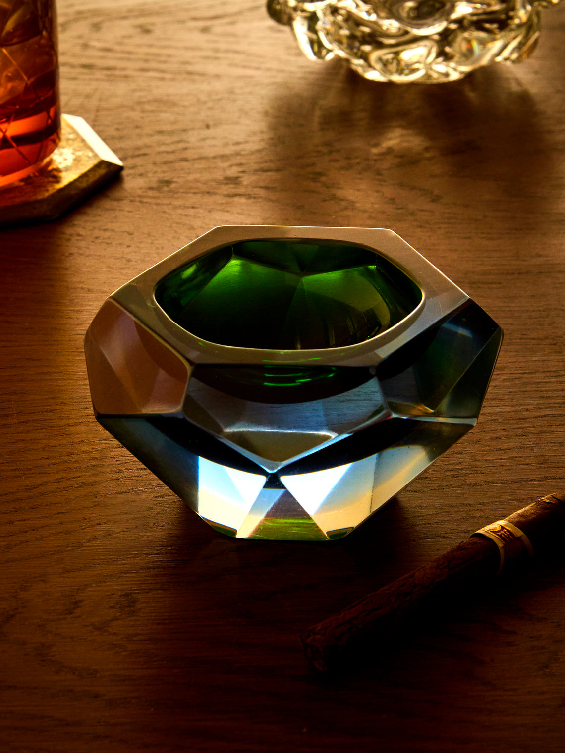 Antique and Vintage - 1970s Murano Glass Ashtray - Green - ABASK