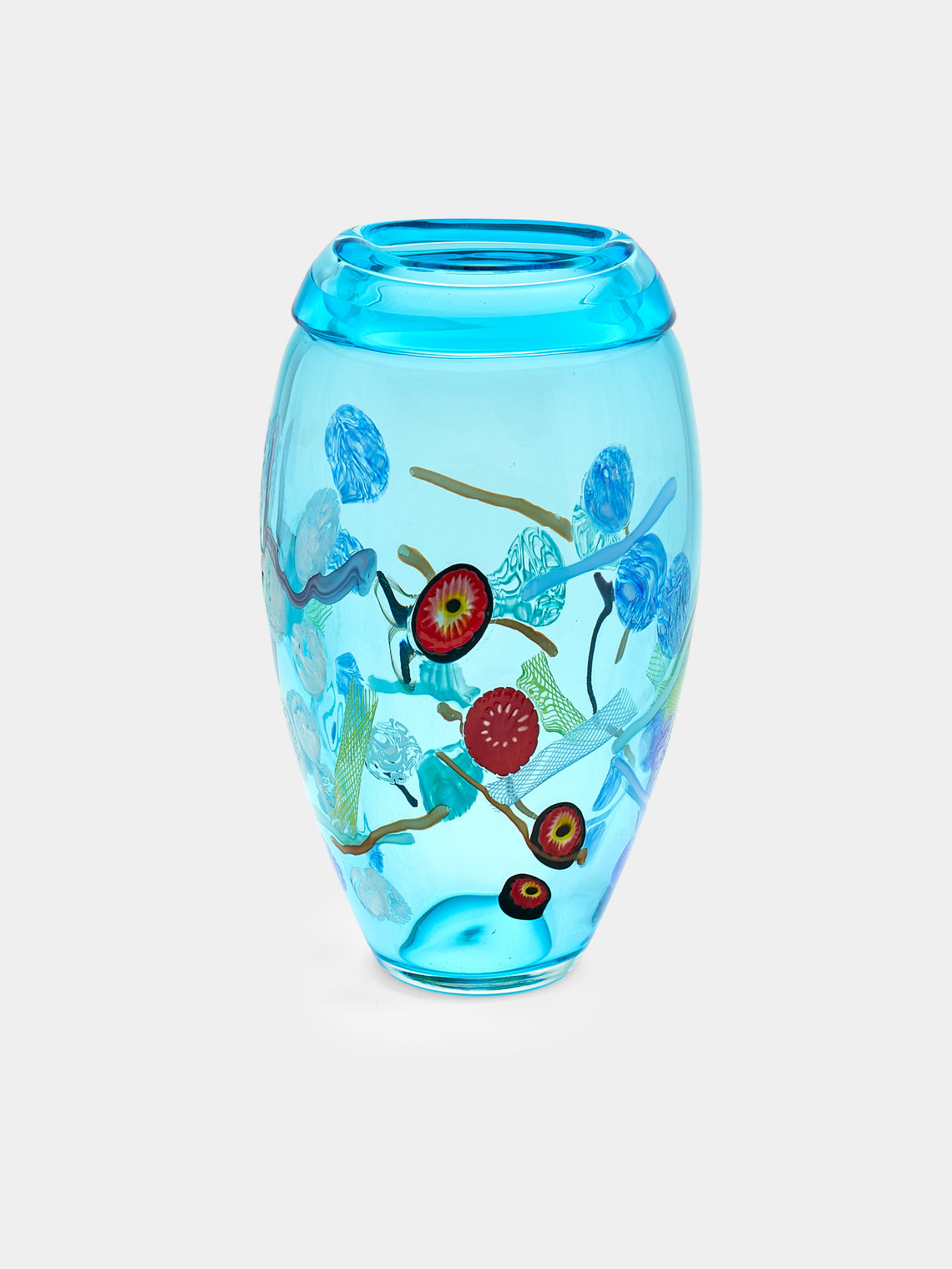Antique and Vintage - 1980s Vittori Murano Glass Vase - Blue - ABASK