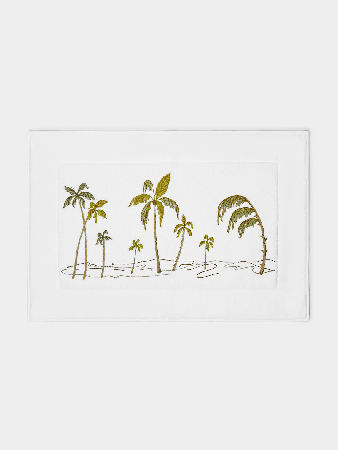 Loretta Caponi - Palm Tree Hand-Embroidered Cotton Bath Mat -  - ABASK - 