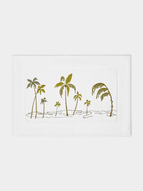 Loretta Caponi - Palm Tree Hand-Embroidered Cotton Bath Mat -  - ABASK - 
