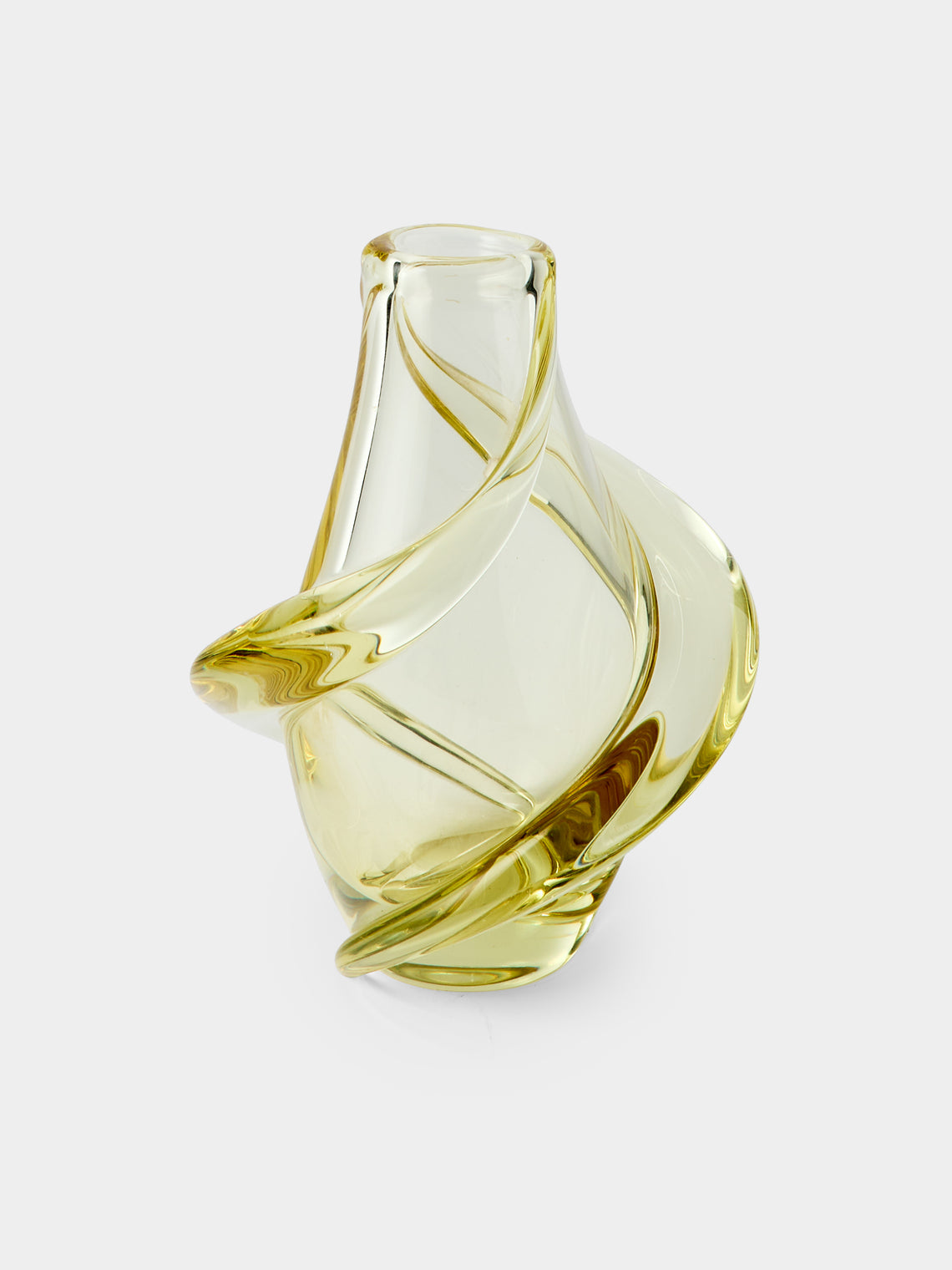 Antique and Vintage - Mid-Century Glass Vase (6.5in/16.5cm) - Yellow - ABASK - 