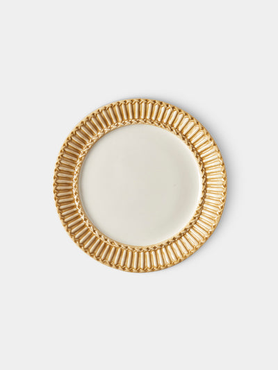 Tessalume Ceramiche - Wicker Hand-Painted Ceramic Dessert Plates (Set of 4) - White - ABASK - 