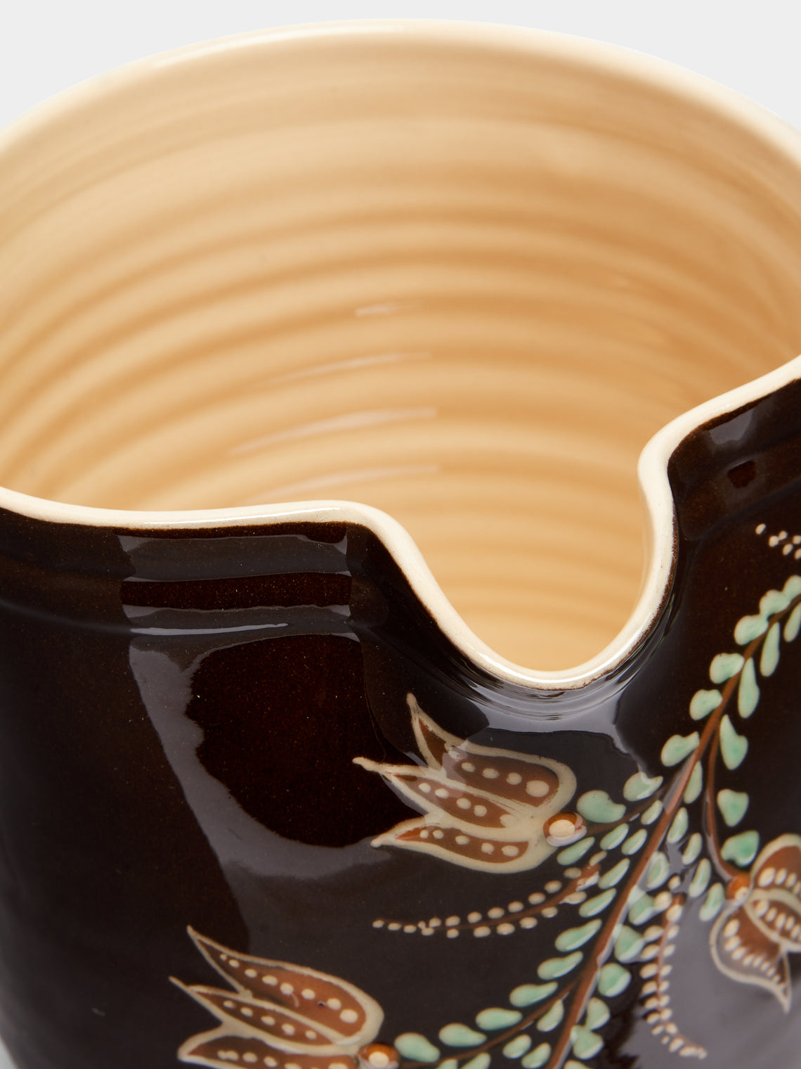 Poterie d’Évires - Flowers Hand-Painted Ceramic Straight-Edge Jug -  - ABASK