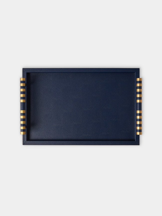 Pinetti - Saturno Leather Tray (17.5in/45cm) - Navy - ABASK - 