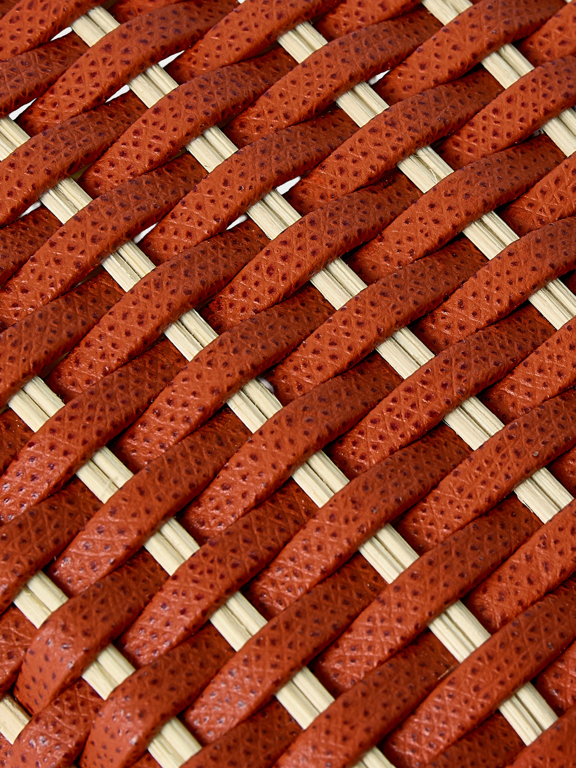 Pigment France - Antibes Leather and Rattan Tissue Box - Red - ABASK