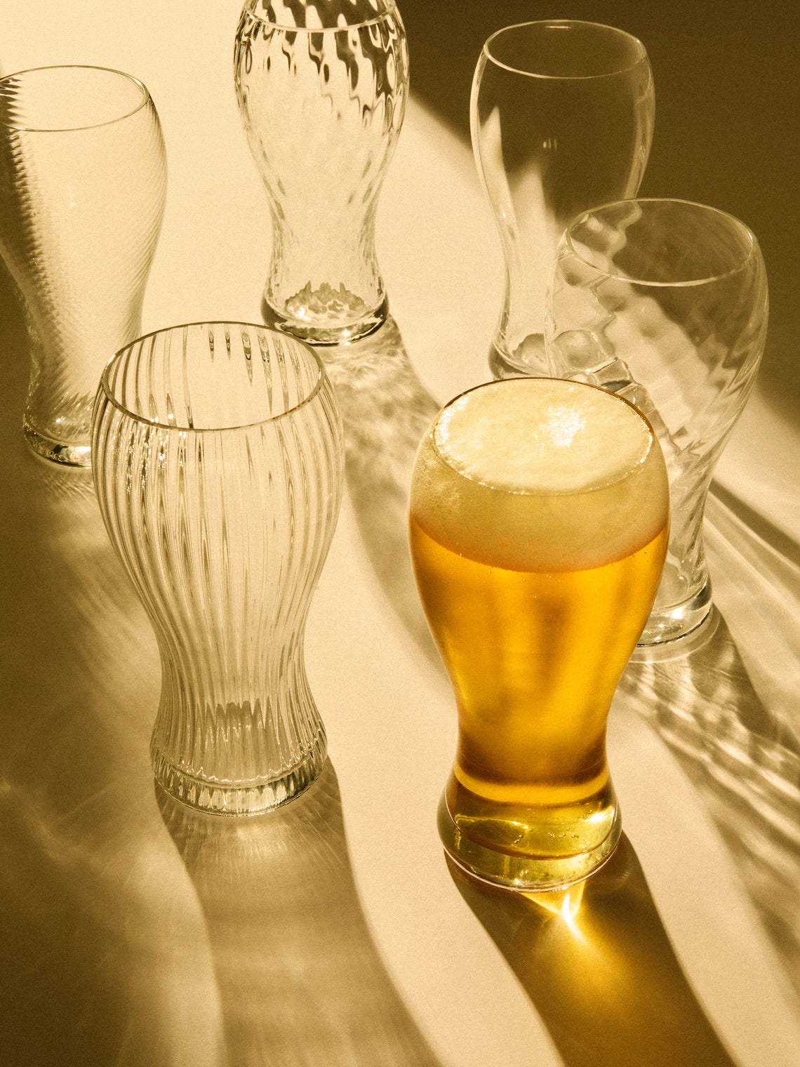 NasonMoretti - | Set of 6 | Marilyn Hand-Blown Murano Beer Glasses - Clear - ABASK