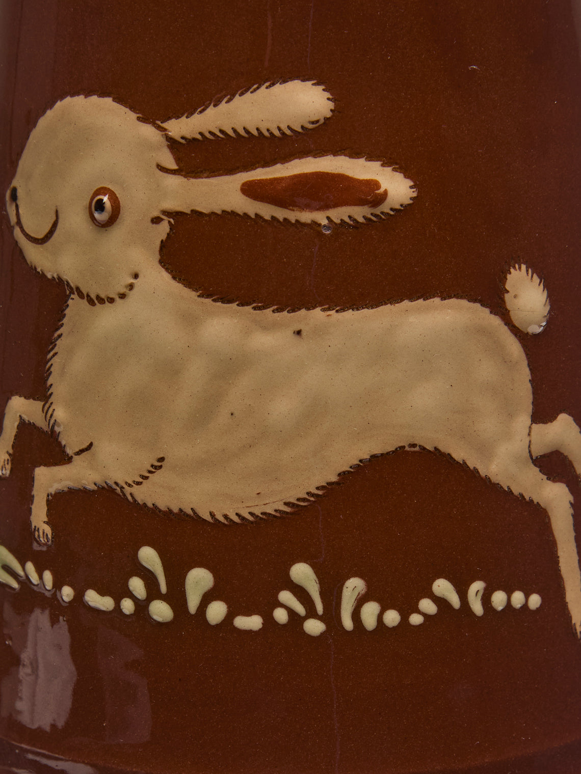 Poterie d’Évires - Rabbits Hand-Painted Ceramic Large Milk Jug - Light brown - ABASK