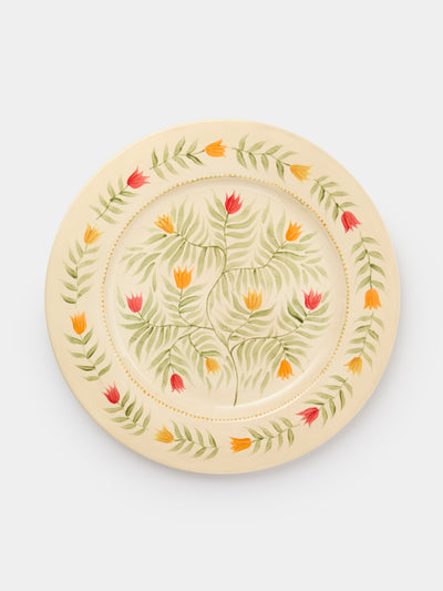 Rosanna Corfe - Tulips Hand-Painted Ceramic Round Platter - Cream - ABASK - 
