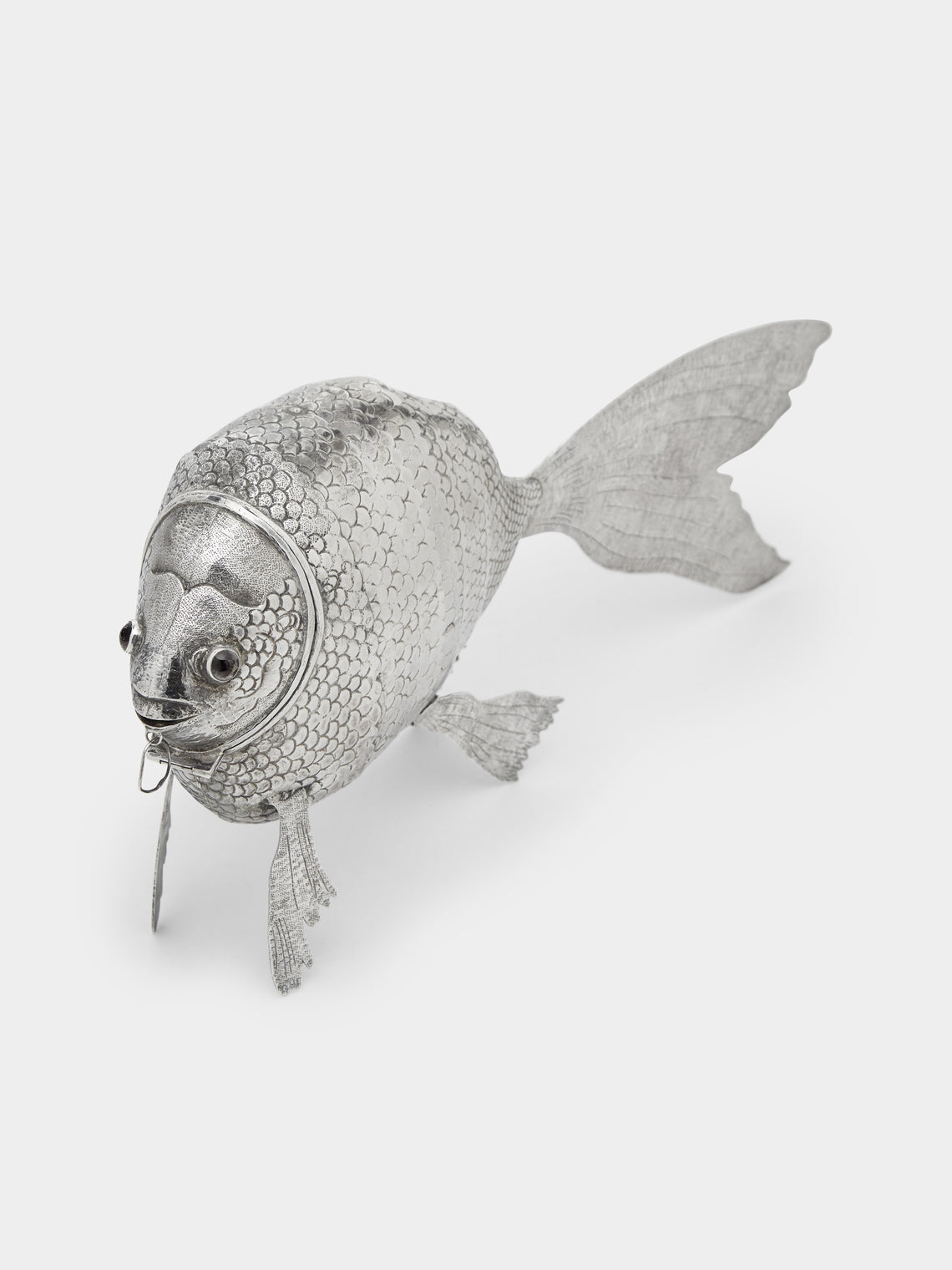 Antique and Vintage - 19th Century Sterling Silver Portuguese Fish Spice Box -  - ABASK