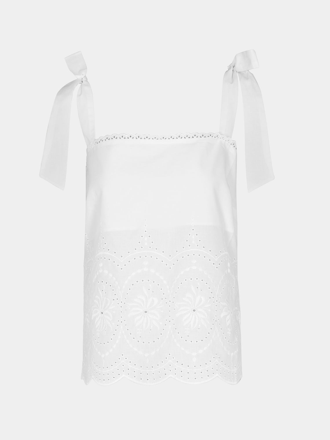 Loretta Caponi - Donata Embroidered Cotton Top | Size: XS -  - ABASK - 