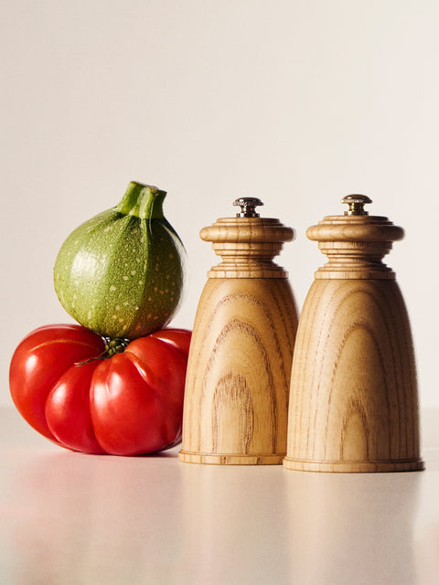 Yamani Woodworks - Hand-Turned Wood Salt and Pepper Mills (Set of 2) - Brown - ABASK