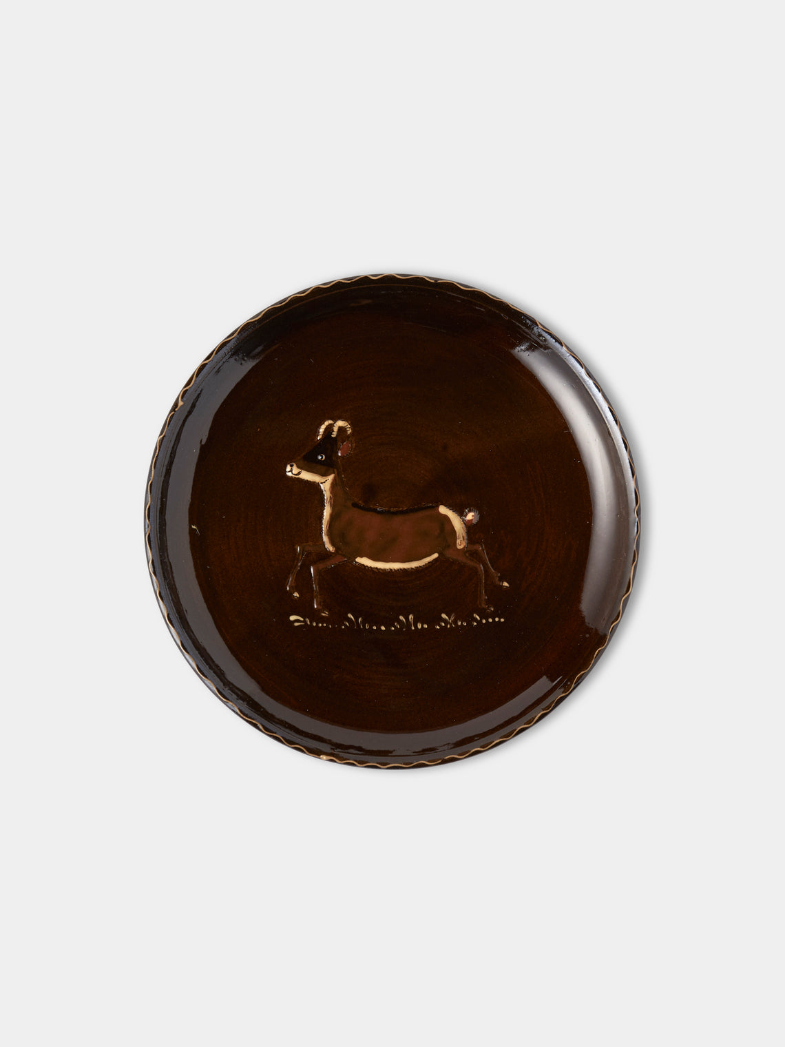 Poterie d’Évires - Animals Hand-Painted Ceramic Plates – 9.5in/24cm (Set of 8) - Dark brown - ABASK