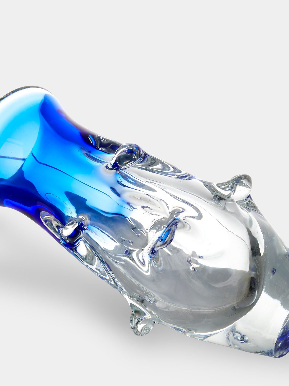 Antique and Vintage - 1970s Bohemian Crystal Vase (10in/25.5cm) - Blue - ABASK