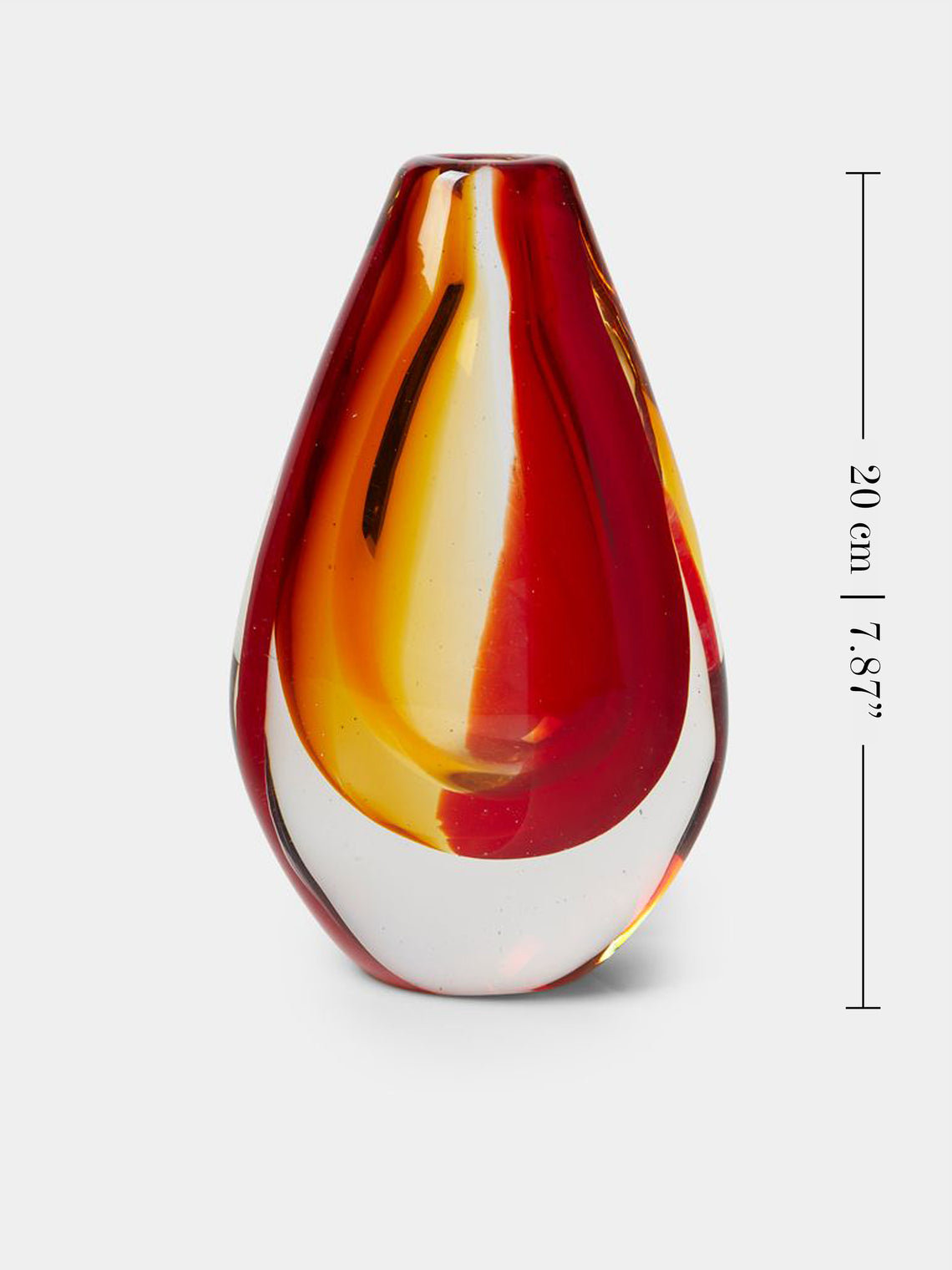Antique and Vintage - Mid-Century Glass Vase (8in/20cm) - Red - ABASK