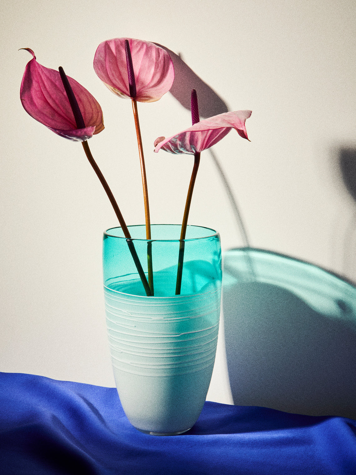 Antique and Vintage - 1970s Murano Glass Vase (12in/31cm) - Light blue - ABASK