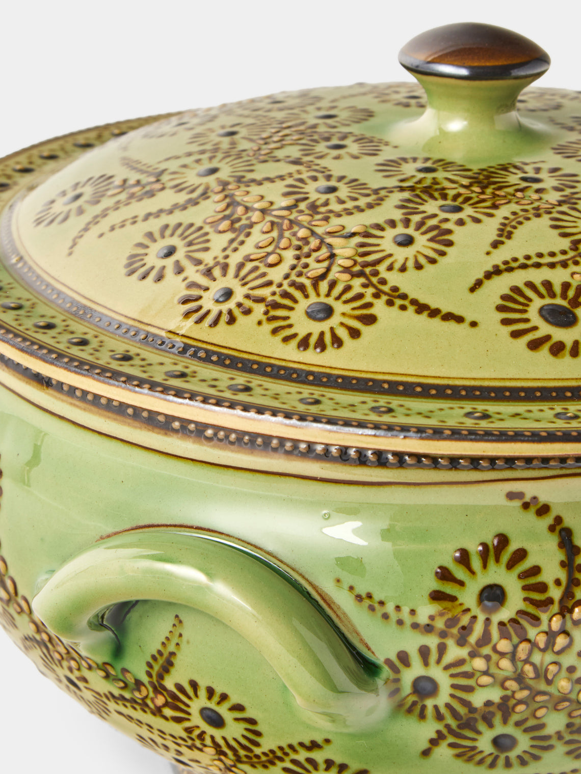 Poterie d’Évires - Flowers Hand-Painted Ceramic Soup Tureen - Green - ABASK