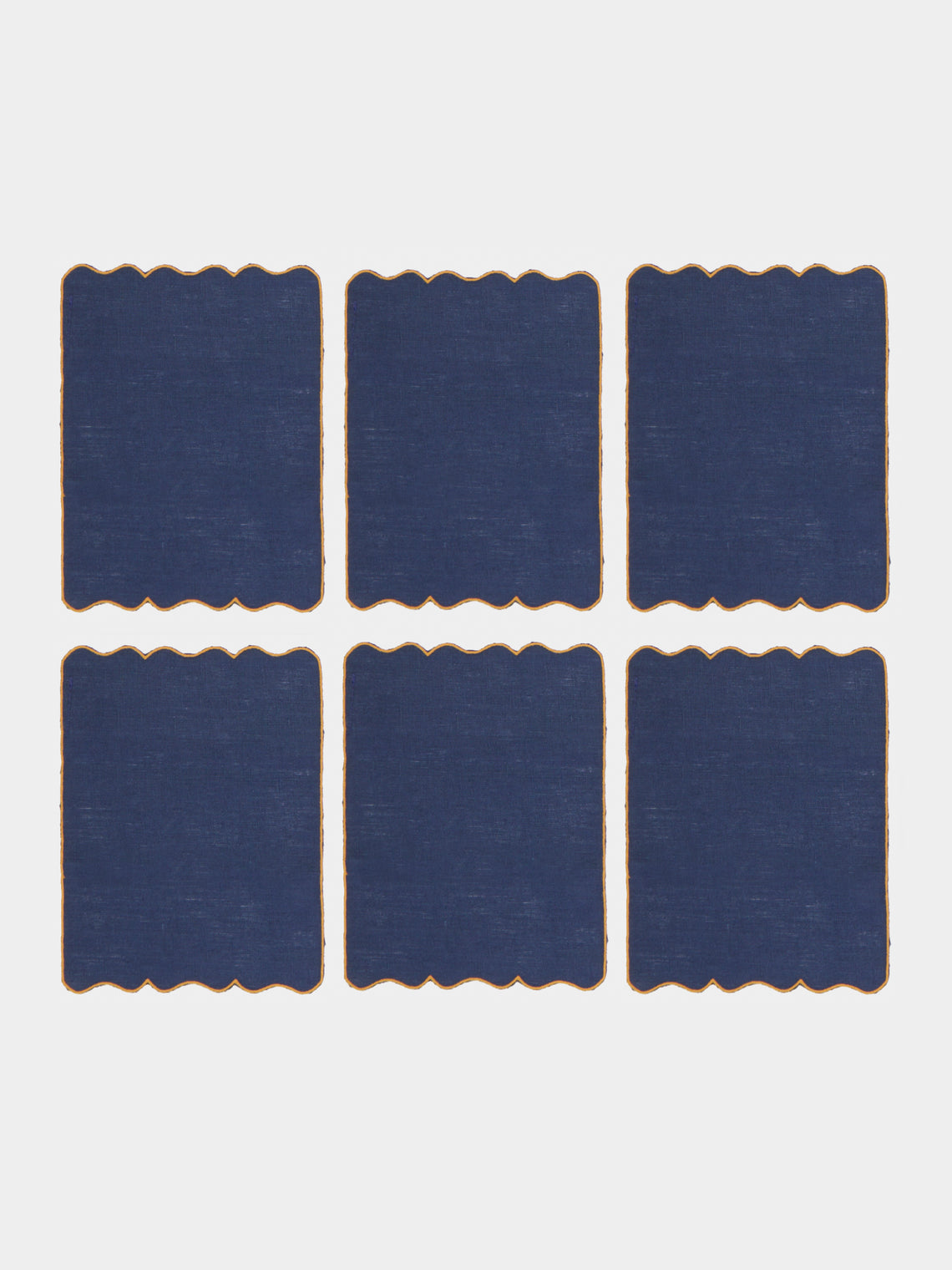 Los Encajeros - Valver Embroidered Linen Cocktail Napkins (Set of 6) - Blue - ABASK