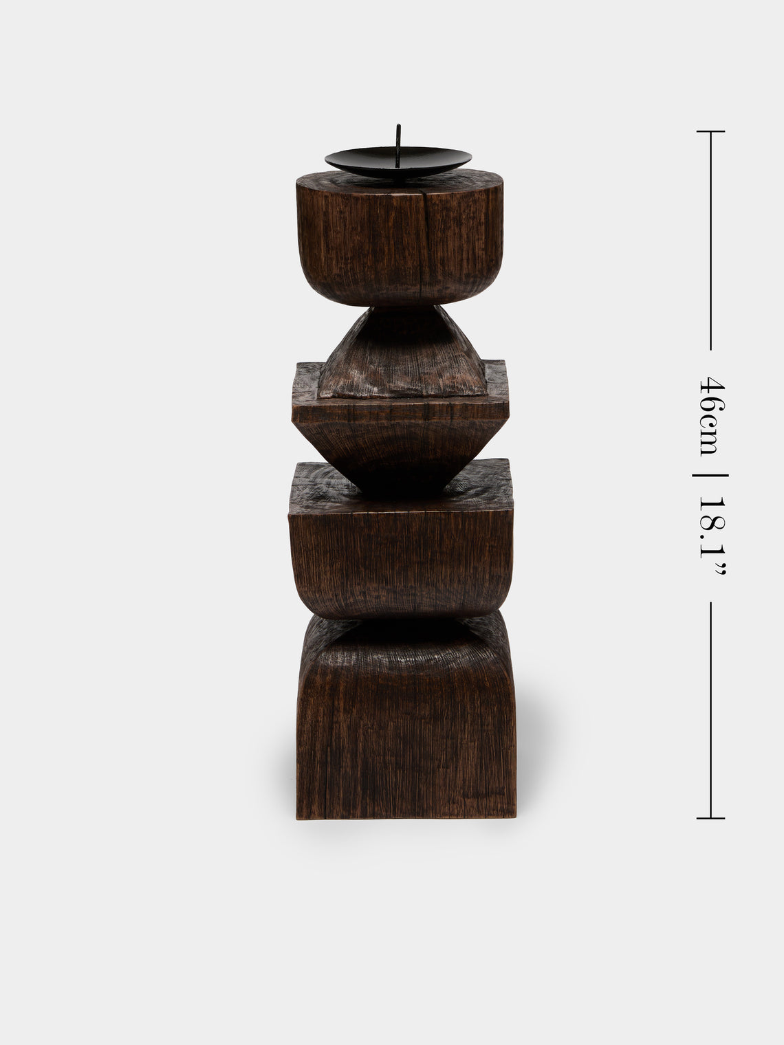 Jamie Gaunt Designs - Totem Hand-Carved Wood Candle Holder - Dark Brown - ABASK