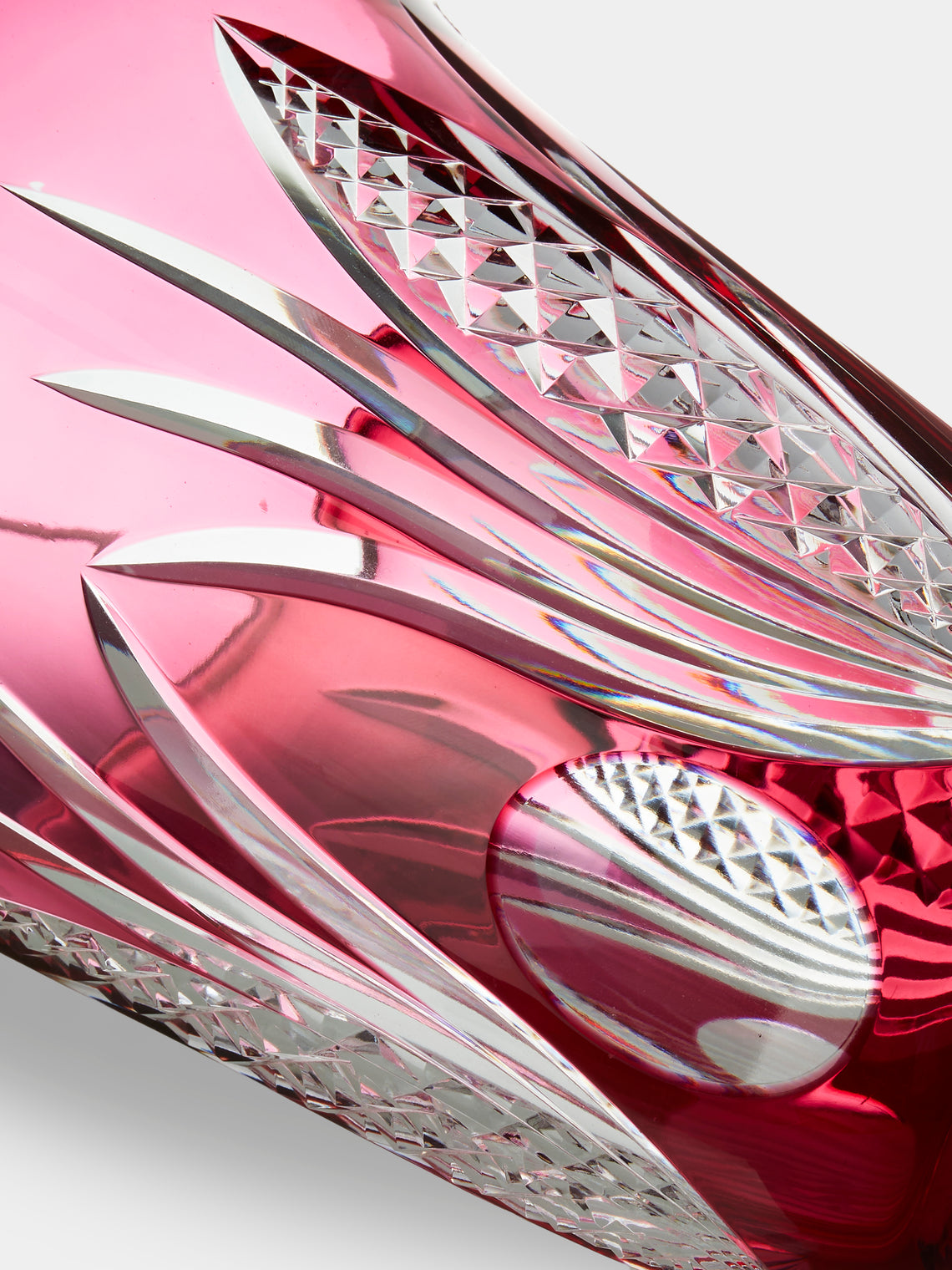 Antique and Vintage - 1970s Val Saint Lambert Crystal Vase (8.5in/22cm) - Pink - ABASK