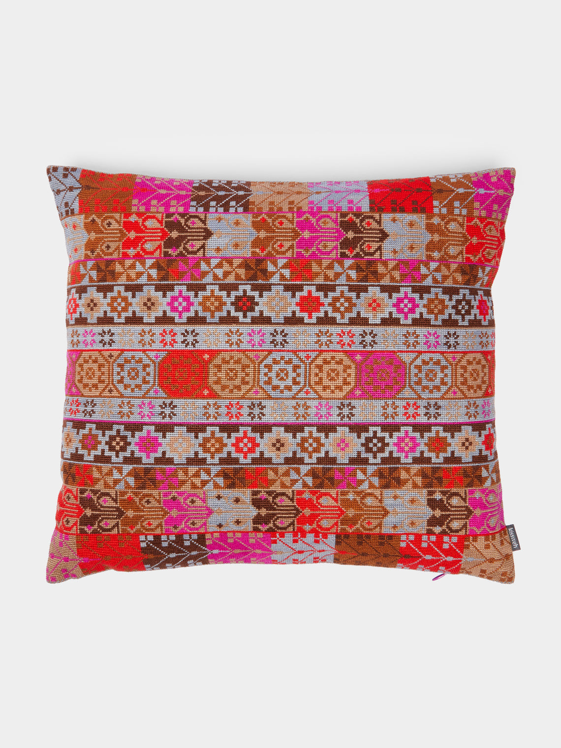 Kissweh - Malak Hand-Embroidered Cotton Cushion -  - ABASK - 