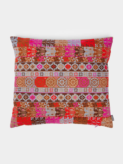 Kissweh - Malak Hand-Embroidered Cotton Cushion -  - ABASK - 