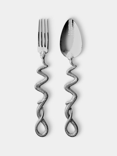 Pampaloni - Medusa Silver-Plated Serving Utensils (Set of 2) - Silver - ABASK - 