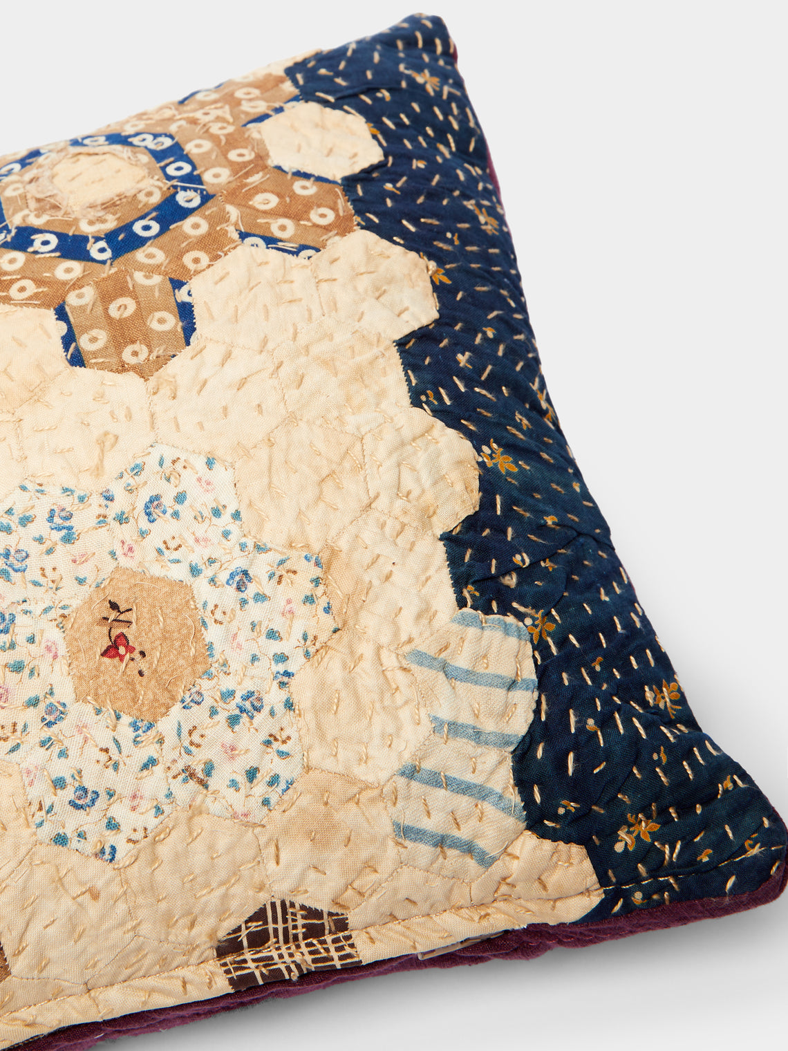 By Walid - 19th-Century Victorian Patchwork Silk Cushion -  - ABASK