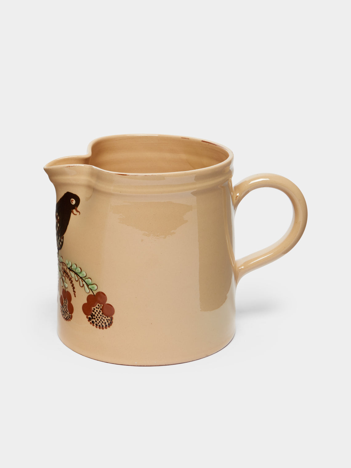 Poterie d’Évires - Birds Hand-Painted Ceramic Straight-Edge Jug -  - ABASK