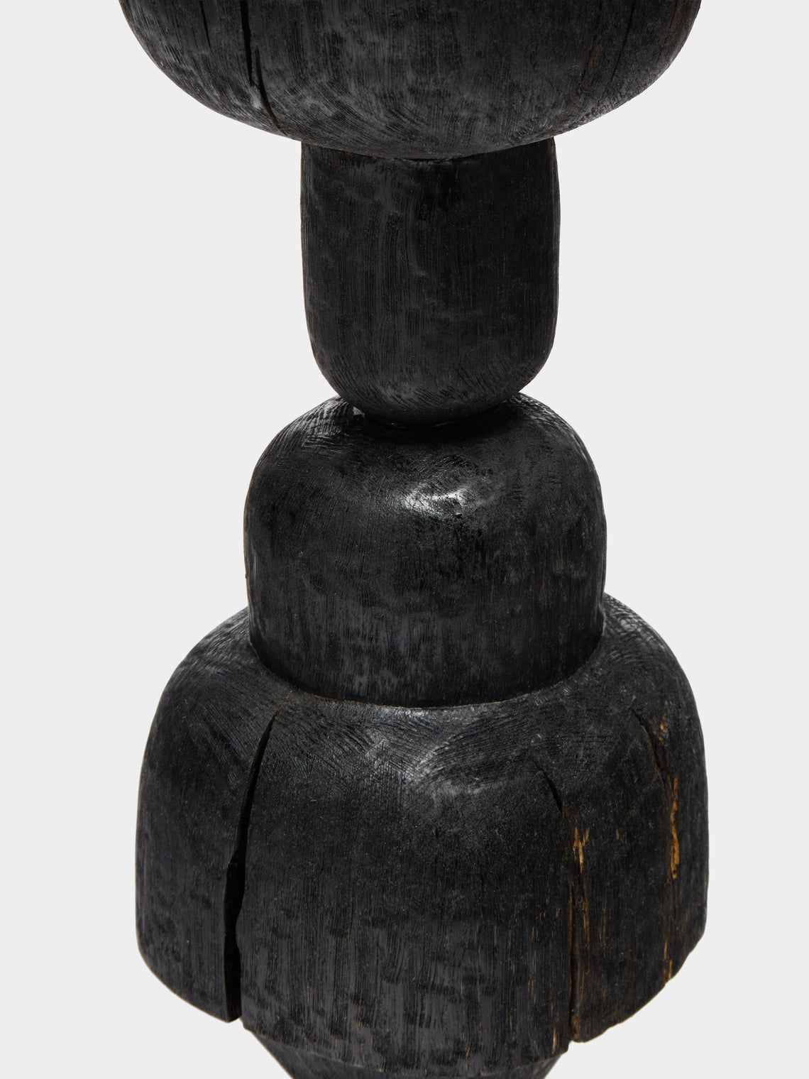 Jamie Gaunt Designs - Totem Hand-Carved Wood Candle Holder - Black - ABASK