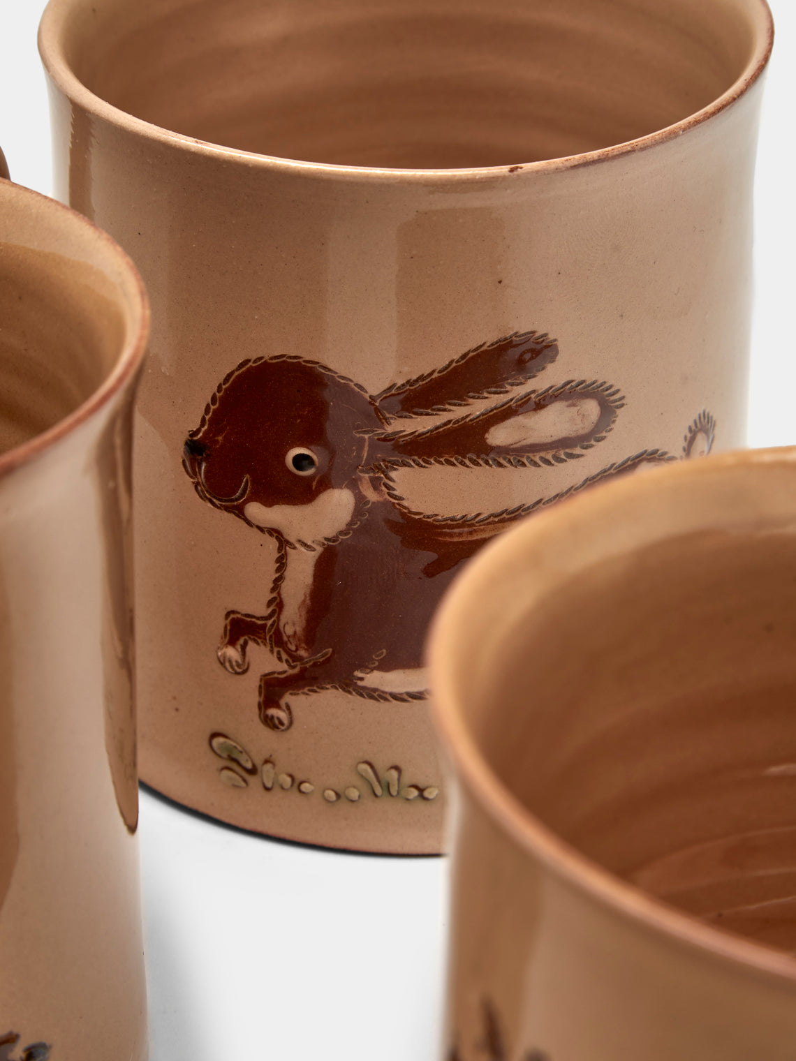Poterie d’Évires - Animals Hand-Painted Ceramic Mugs (Set of 4) - Cream - ABASK