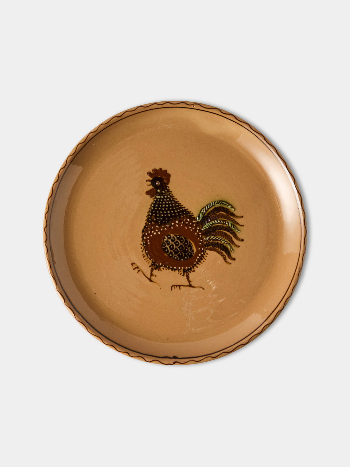 Poterie d’Évires - Animals Hand-Painted Ceramic Dinner Plates – 9.5in/24cm (Set of 6) - Brown - ABASK