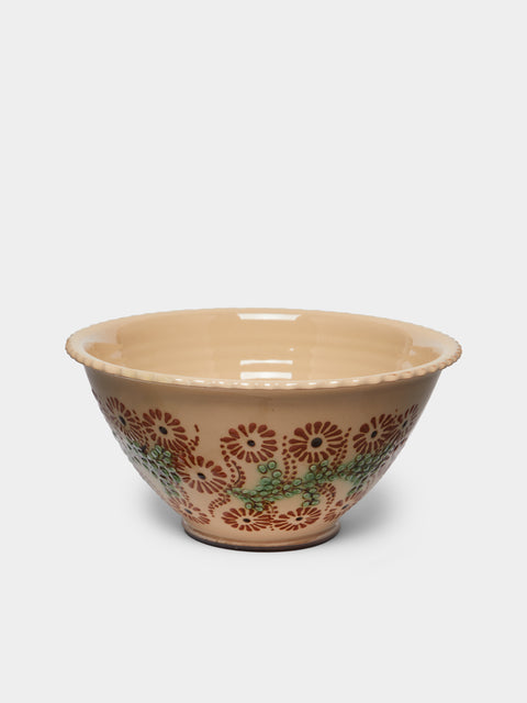 Poterie d’Évires - Flowers Hand-Painted Ceramic Fluted Bowl -  - ABASK - 
