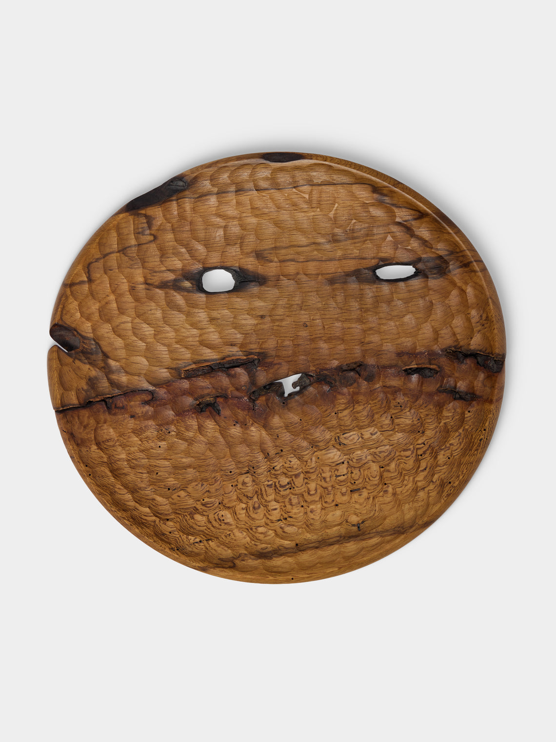 Thursday Furniture - Hand-Turned White Oak Carved Platter - Brown - ABASK