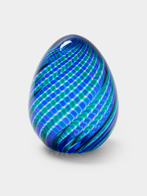 Antique and Vintage - 1981 Venini Egg Glass Paperweight - Blue - ABASK - 
